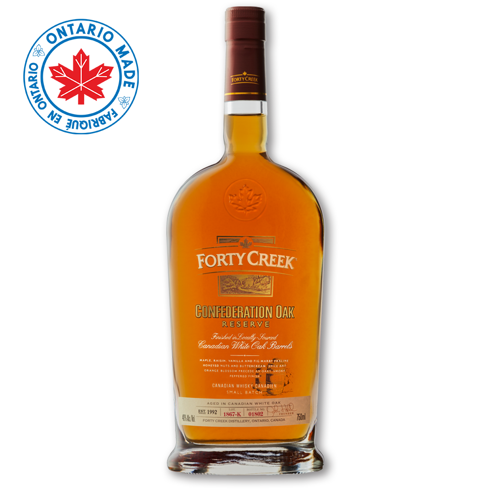 A bottle of Confederation Oak whisky by Forty Creek Whisky