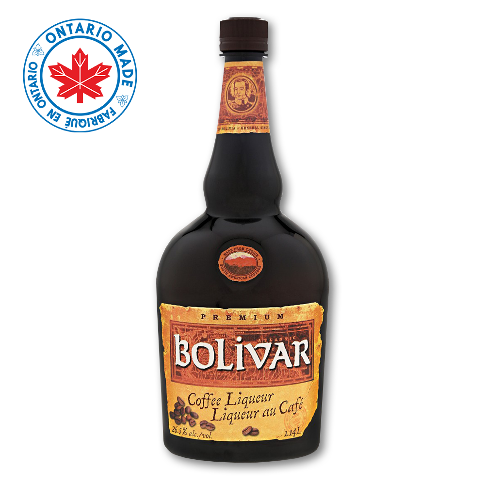 A bottle of Bolivar Coffee Liqueur by Forty Creek Whisky
