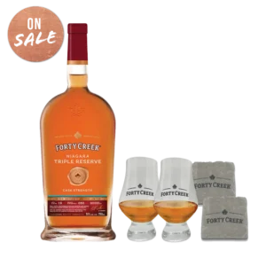 A premium whisky gift pack with Niagara Triple Reserve premium whisky glasses and coasters