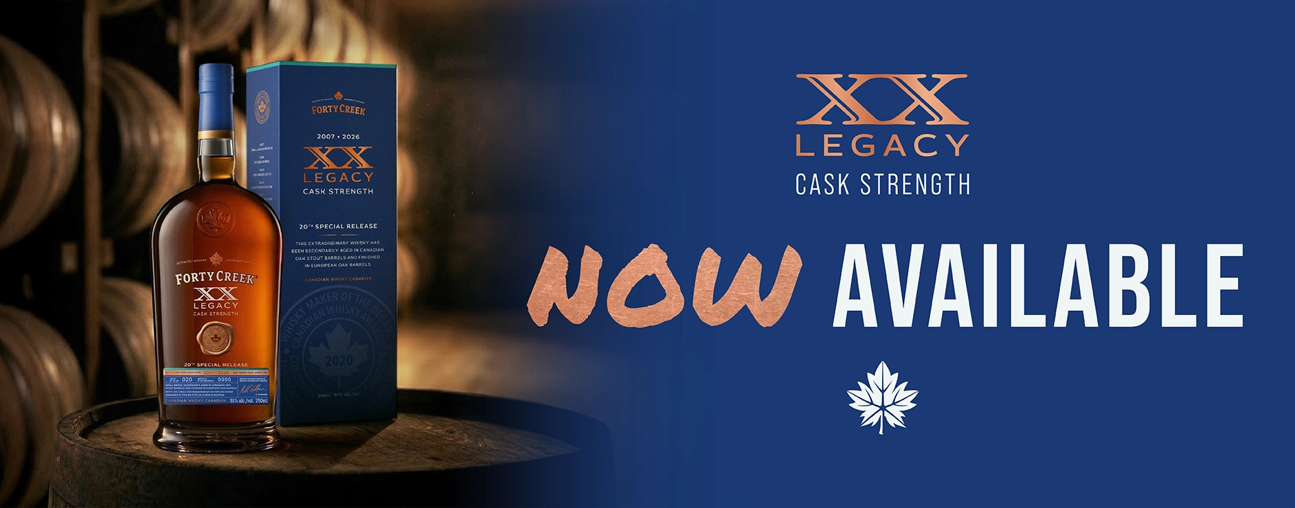 XX Legacy premium Canadian whisky available now to order online from Forty Creek Whisky